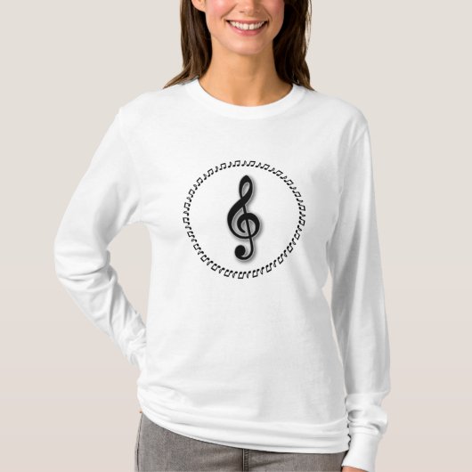 T-shirt Conception de notes de musique Treble Clef (Devant)