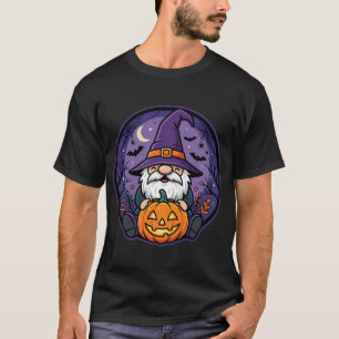 T-shirt Conception de nuit de citrouille de gnome de sorci