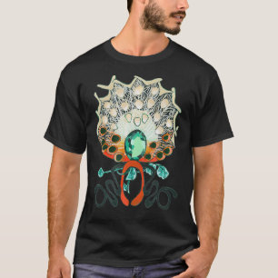 T-shirt Conception de paon avec des yeux feuilles et des y