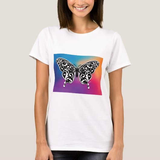 T-shirt Conception de papillon avec des couleurs de couche (Devant)