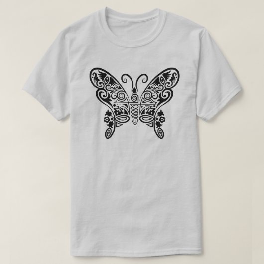 T-shirt Conception de papillon de mandala orné intrigué (Design devant)