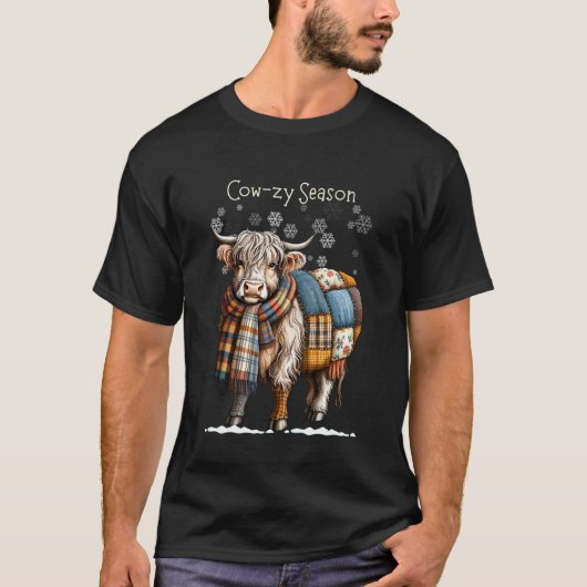 T-shirt Conception de patchwork hivernal vache des Highlan (Devant)