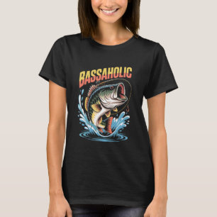 T-shirt Conception de pêche à la basse Bassaholic accroché