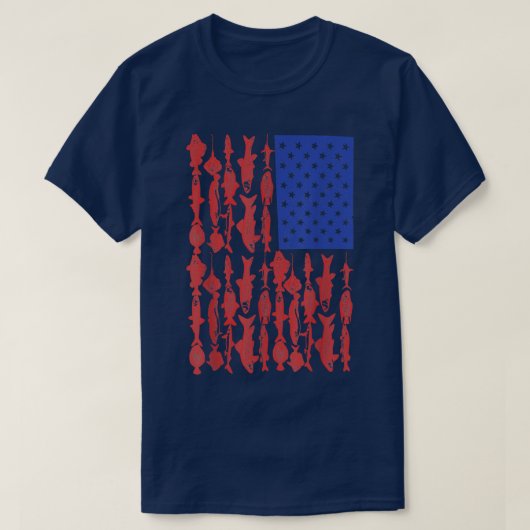T-shirt Conception de pêche de drapeau américain  (Design devant)