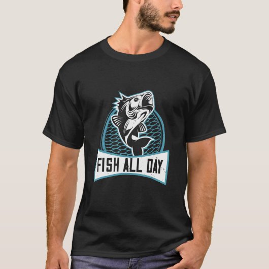 T-shirt Conception de pêche de perche tout le jour (Devant)
