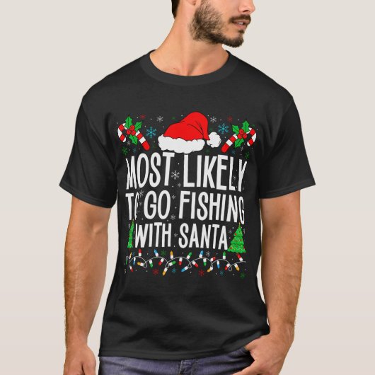 T-shirt Conception de pêcheur de Noël laid - Joyeux Fishma (Devant)