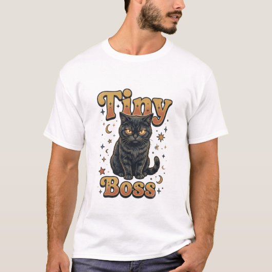 T-shirt Conception de petit chat noir boss (Devant)