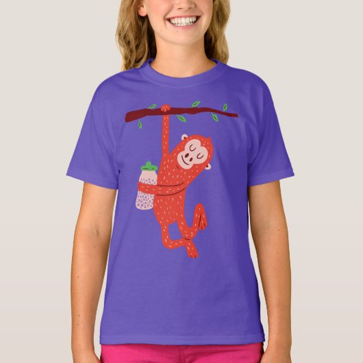 T-shirt Conception de petit singe mignon (Devant)