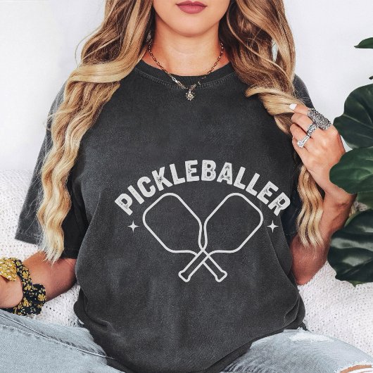 T-shirt Conception de Pickleballer Rétro avec Palettes Cro