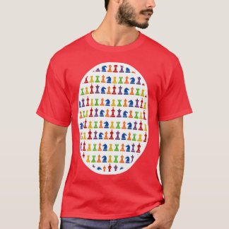 T-shirt Conception de pièces d'échecs multicolores agrandi