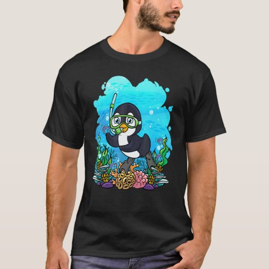 T-shirt Conception de plongeur pingouin SCUBA (Devant)