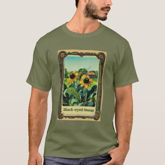 T-shirt conception de pochette de graines de susans aux ye (Devant)