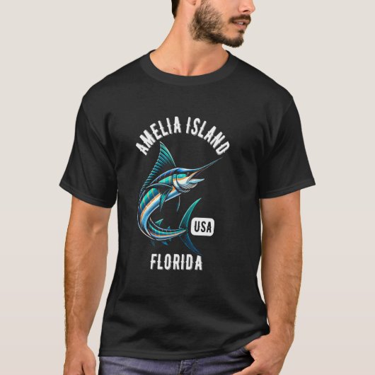 T-shirt Conception de poisson de style rétro de l'île Amel (Devant)