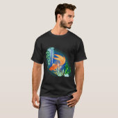 T-shirt Conception de poisson Koi doré avec herbe de mer (Devant entier)