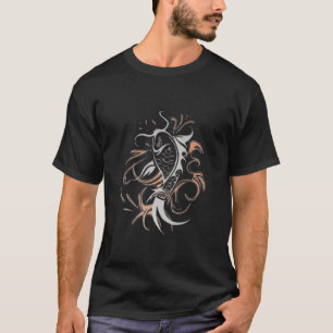 T-shirt Conception de poissons Koi sombres en encre tribal