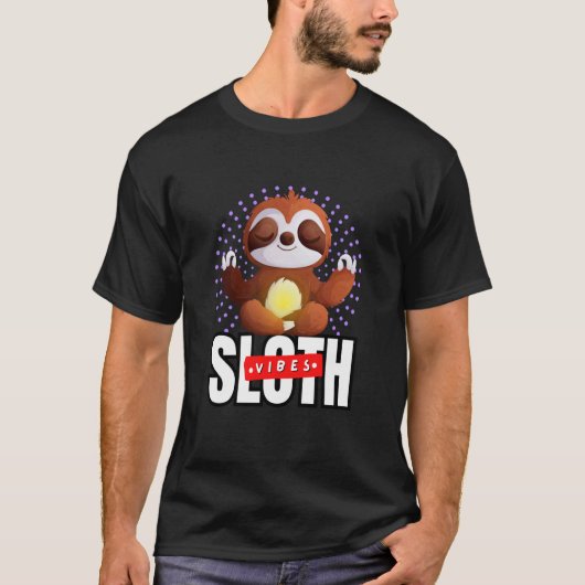 T-shirt Conception de posture de yoga Sloth Vibes (Devant)