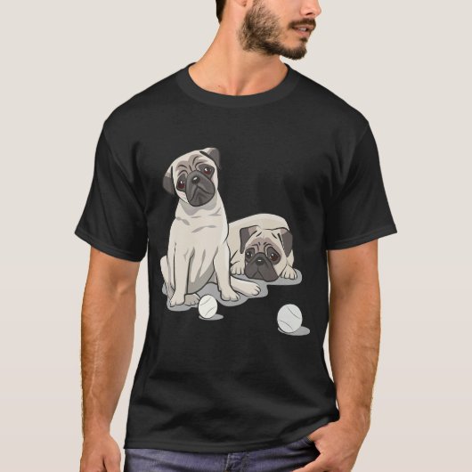 T-shirt Conception de Pug joueur (Devant)