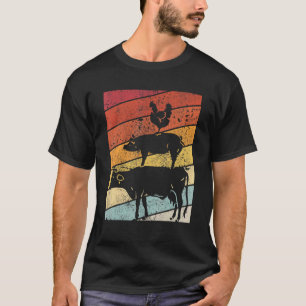 T-shirt Conception de pyramide animale  Une vache de style