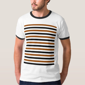 T-shirt Conception de rayures marron noir et blanc