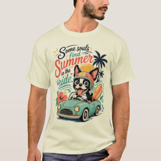 T-shirt Conception de road trip avec un chien mignon