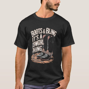T-shirt Conception de rodéo occidental Cowgirl Bottes et B