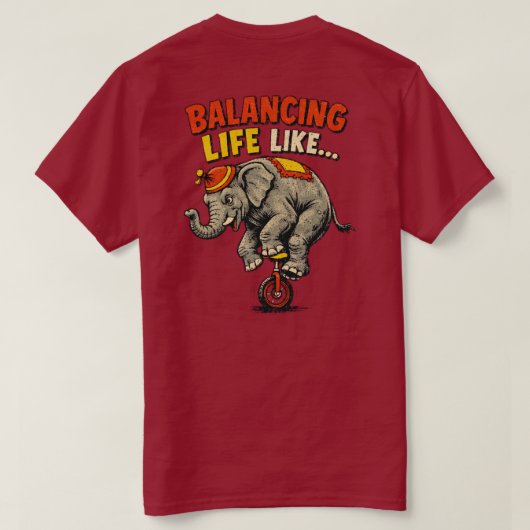 T-shirt Conception de roue de cirque d'éléphant drôle en é (Design dos)