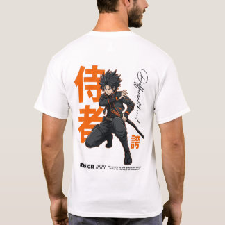 T-shirt Conception de rue de guerrier japonais d'action pr