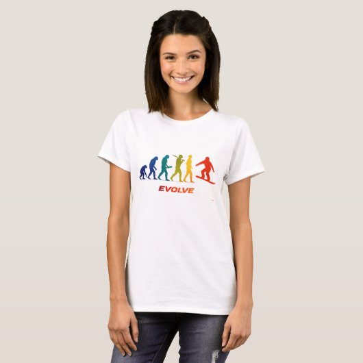 T-shirt Conception de saut de silhouette d'évolution de sn (Devant entier)