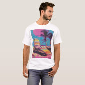 T-shirt Conception de serviettes de plage Synthwave dans l (Devant entier)