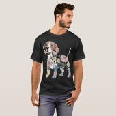 T-shirt Conception de silhouette de Beagle fleuri (Devant entier)