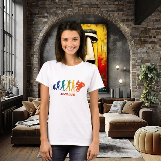 T-shirt Conception de silhouette de motard évolution de mo