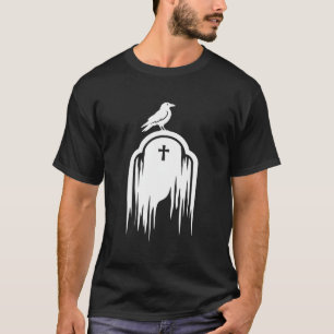 T-shirt Conception de silhouette de tombeau de corbeau Hal