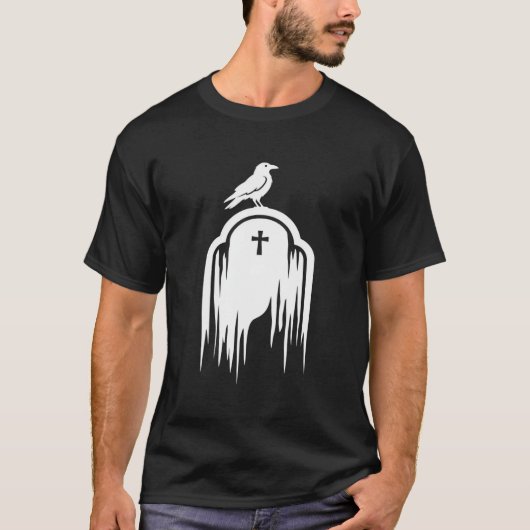 T-shirt Conception de silhouette de tombeau de corbeau Hal (Devant)