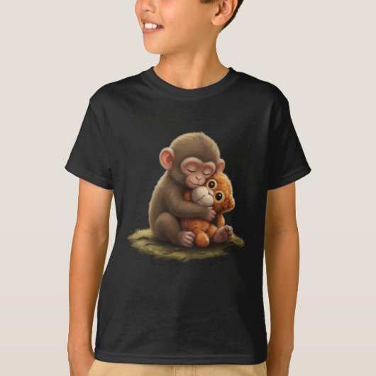 T-shirt Conception de singe bébé mignon punch viral zoo Ja (Devant)