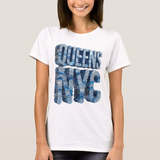 T-shirt Conception de slogan Artistic Blue QUEENS NYC (Devant)
