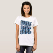 T-shirt Conception de slogan Artistic Blue QUEENS NYC (Devant entier)