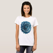 T-shirt Conception de slogan de rose bleue argentée modern (Devant entier)