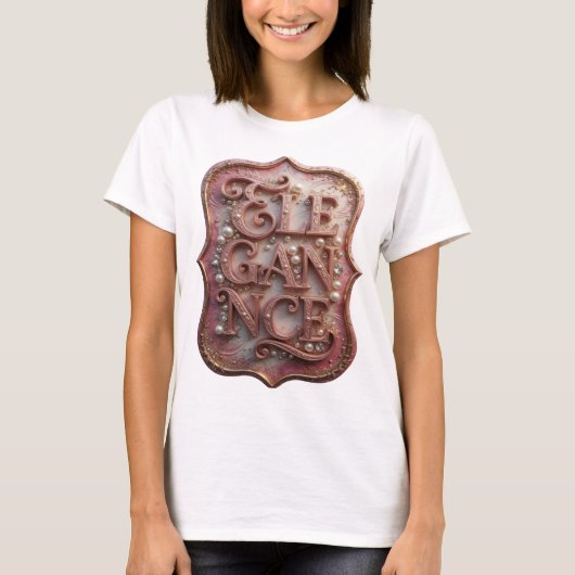T-shirt Conception de slogan ELEGANCE Rose Chic (Devant)