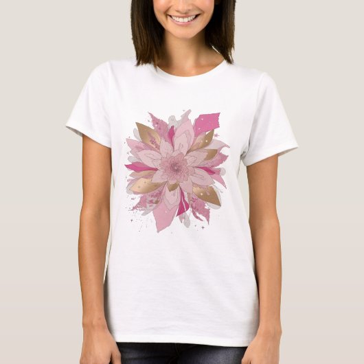 T-shirt Conception de slogan FLEUR ROSE argentée chic (Devant)