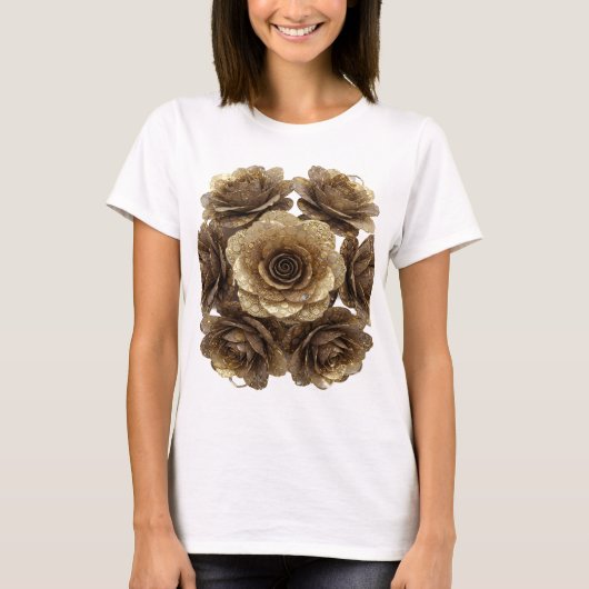 T-shirt Conception de slogan ROSES D'OR Argentées Cool (Devant)