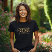 T-shirt Conception de soleil et de lune en or