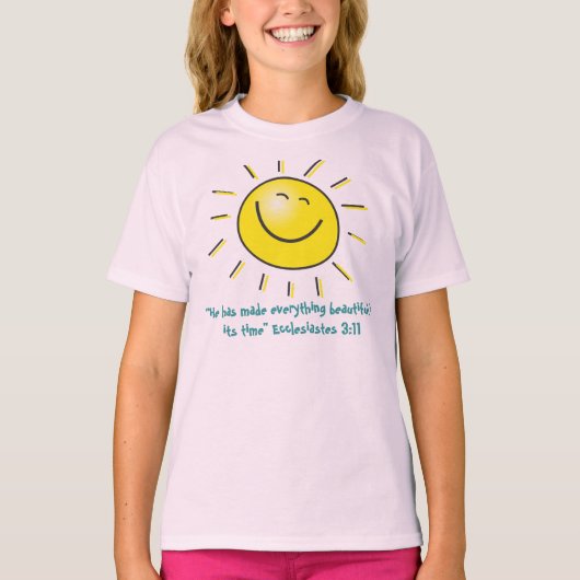 T-shirt Conception de sourire du soleil avec le vers de (Devant)