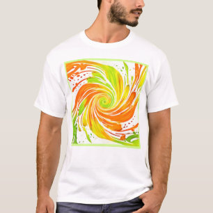 T-shirt Conception de spirale verte et orange