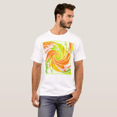 T-shirt Conception de spirale verte et orange (Devant entier)