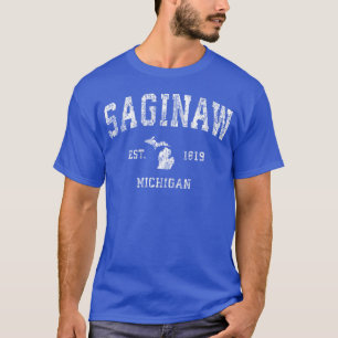 T-shirt Conception de sport athlétique vintage Saginaw Mic