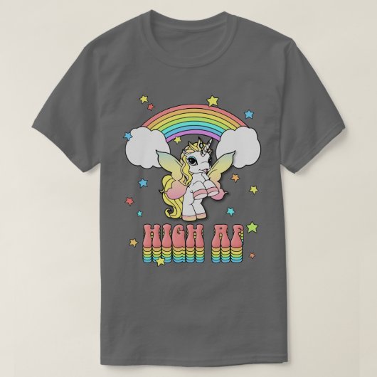 T-shirt Conception de stoner Unicorne Arc-en-ciel haute AF (Design devant)