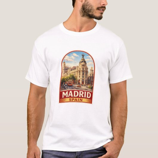 T-shirt Conception de style d'affiche de voyage à Madrid V (Devant)
