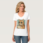 T-shirt Conception de style rétro pour café Cool Cat pour (Devant entier)