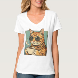 T-shirt Conception de style rétro pour café Cool Cat pour