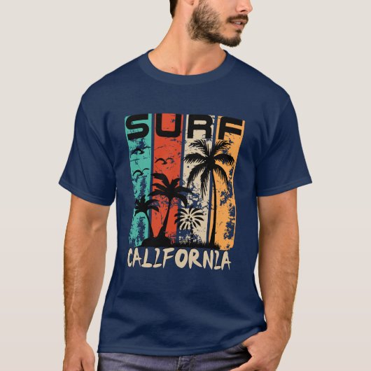 T-shirt Conception de surf d'été de plage de Californie (Devant)